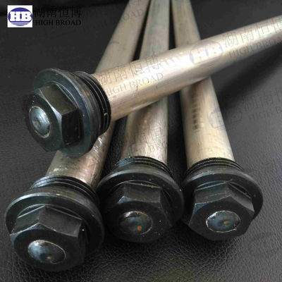 AZ31 Extrusionado calentador de agua anodo varilla de magnesio con el acero Hex / hexágono cabeza del tapón proveedor